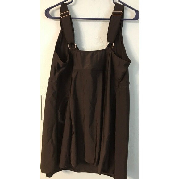 Black Tankini Swimsuit Top Tie Front Sleeveless Swimwear - Picture 3 of 4
